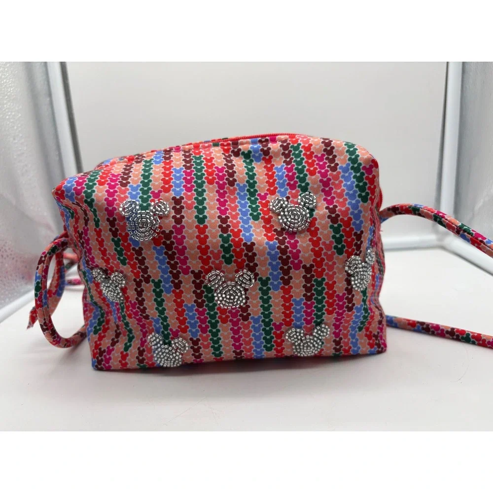 Vera Bradley x Disney Mickey Mouse Meadow Stripe Blake Crossbody Bag Beaded